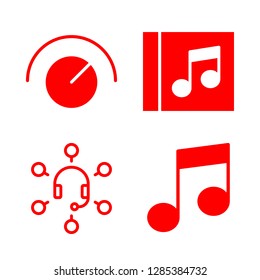 4 stereo icons with volume control and music player in this set