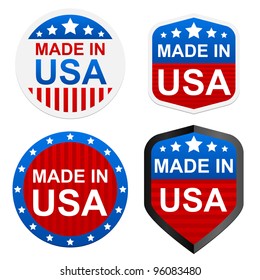4 stickers - Made in USA. Vector illustration.