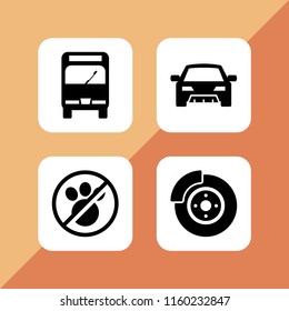 4 stop icons in vector set. bus, brake, no animals and traffic illustration for web and graphic design