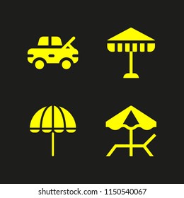 4 storm icons in vector set. damage and umbrella illustration for web and graphic design