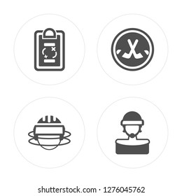 4 Strategy, Hockey helmet, stick, player modern icons on round shapes, vector illustration, eps10, trendy icon set.