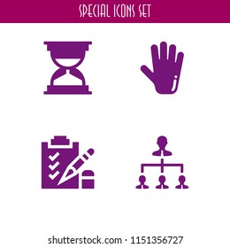 4 stress icons in vector set. anatomy, boss, exam and hourglass illustration for web and graphic design