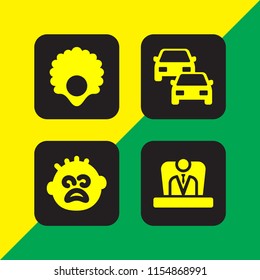 4 stress icons in vector set. faint, boss, traffic and spa illustration for web and graphic design