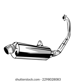 4 stroke motorcycle exhaust vector