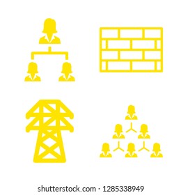 4 structure icons with electric tower and wall in this set