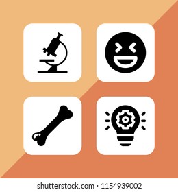 4 student icons in vector set. microscope, biology, think and laughing illustration for web and graphic design