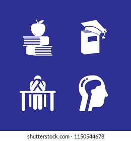 4 study icons in vector set. book, student and biology illustration for web and graphic design
