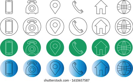 4 Style Contact information Icon in Vector Format , all are 24 icons