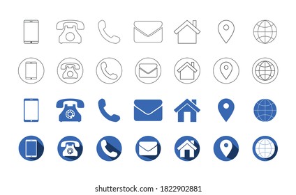 4 Estilo Información de contacto Conjunto de iconos. colección de iconos modernos vectoriales.