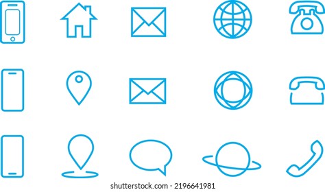4 Style Contact Information Icon in Vector Format , alle sind 12 Symbole