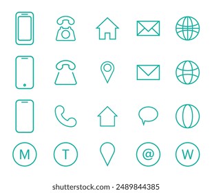 4 Style Contact Information Icon in Vector Format, All are 20 Icons