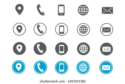 4 style contact information icons for business card and website