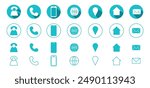 4 Style Contact Information in Vector Icon in Format, All are 28 Icons, Green, Illustration 