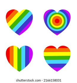 4 style rainbow color heart shape vector illustration