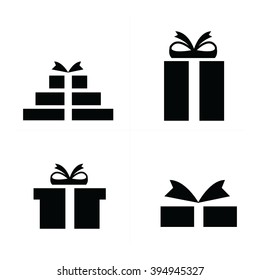 4 style Set black gift icons 