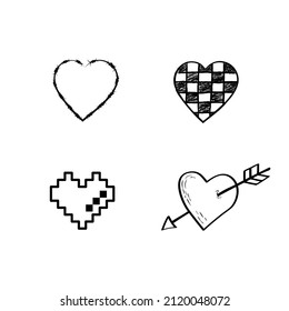 4 estilos de corazón negro.