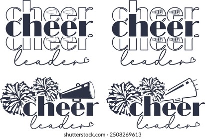 4 Styles Cheer Leader, Cheerleading, Cheer Pom Poms Files