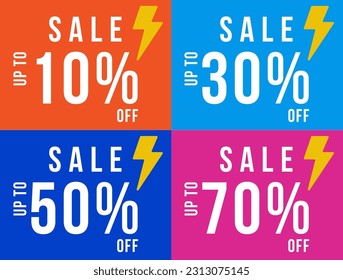 4 styles colors flash sale discount banner illustration background.
