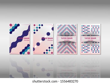 4 styles of dots and circle for file cover with blue and pink shades.