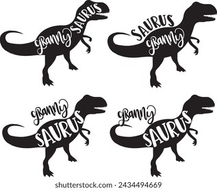 4 styles granny saurus, family saurus, matching family, dinosaur, saurus, dinosaur family, tRex, dino, t-rex dinosaur vector illustration file svg