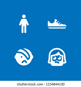 4 stylish icons in vector set. masculine user, shoe, emo and confused illustration for web and graphic design