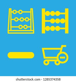 4 subtraction icons with subtract of shopping cart and abacus in this set