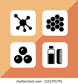 4 sugar icons in vector set. molecular, comb, honey and bonbon illustration for web and graphic design