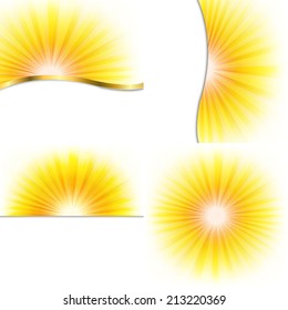 4 Summer Beams Posters, With Gradient Mesh, Vector Illustration