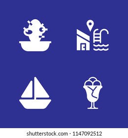 4 summer icon set with ice cream, cactus and swimming pool vector illustration for graphic design and web