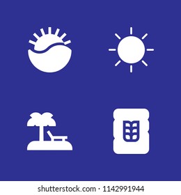 4 summer icon set with sun, sunset and wheat vector illustration for graphic design and web