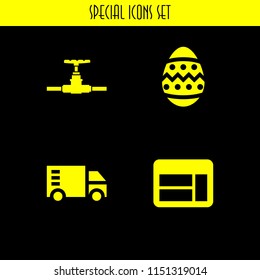 4 sun icons in vector set. window, holiday, truck and water illustration for web and graphic design