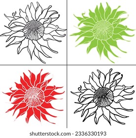4 sunflowers is good source for graphic elements.