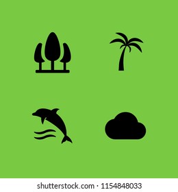 4 sunlight icons in vector set. park, beach, dolphin and cloud illustration for web and graphic design