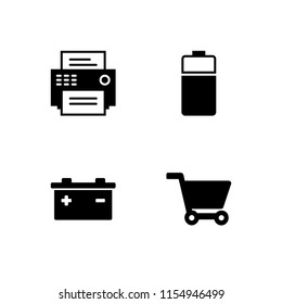 4 supply icons in vector set. cart of ecommerce, fax and battery illustration for web and graphic design