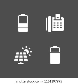 4 supply icons in vector set. battery, solar panel and fax illustration for web and graphic design