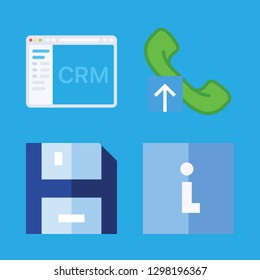 4 support icons with phone call and save file in this set