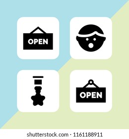 4 surprise icons in vector set. reward, shocked and open illustration for web and graphic design