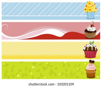4 Sweet headers with cupcakes