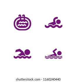 4 swimmer icons in vector set. swimming silhouette and swim illustration for web and graphic design