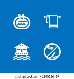 4 swimming icons in vector set. swim, towel, swimming pool and resort illustration for web and graphic design
