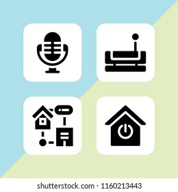 4 switch icons in vector set. radio and smart home illustration for web and graphic design