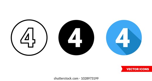 4 symbol icon icon of 3 types: color, black and white, outline. Isolated vector sign symbol.