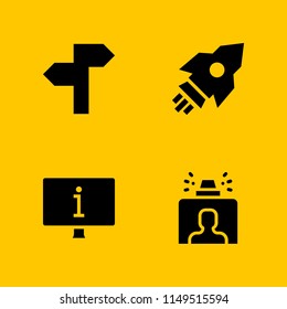 4 system icon set with security gate, launch and panel vector illustration for graphic design and web