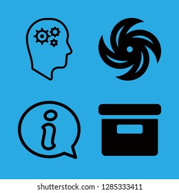 4 system icons with information and archive filled box in this set