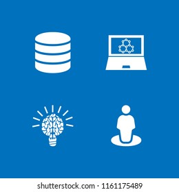 4 system icons in vector set. science, database, gps and brain illustration for web and graphic design