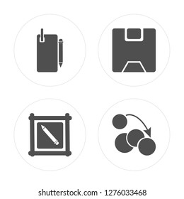 4 Tag, Edit, Save, Copy modern icons on round shapes, vector illustration, eps10, trendy icon set.