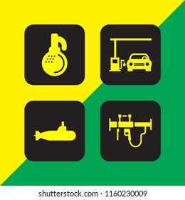4 tank icons in vector set. war, bazooka, grenade and petrol illustration for web and graphic design