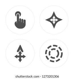 4 Tap, Move, Circle modern icons on round shapes, vector illustration, eps10, trendy icon set.