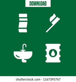 4 tap vector icon set with barrel, hygienic and sink icons for mobile and web