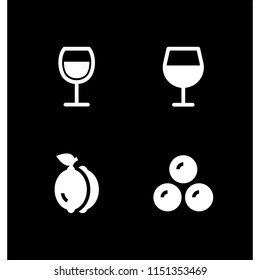 4 taste icons in vector set. lemon, wine and bonbon illustration for web and graphic design